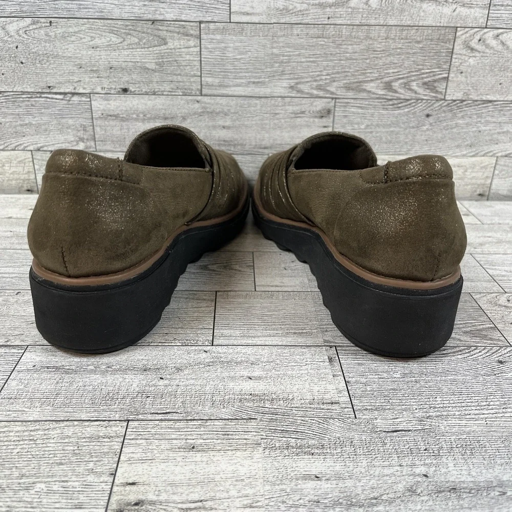 Clarks‎ Sharon Villa Bronze Leather Wedge Loafer  Shoes Women Size 6M